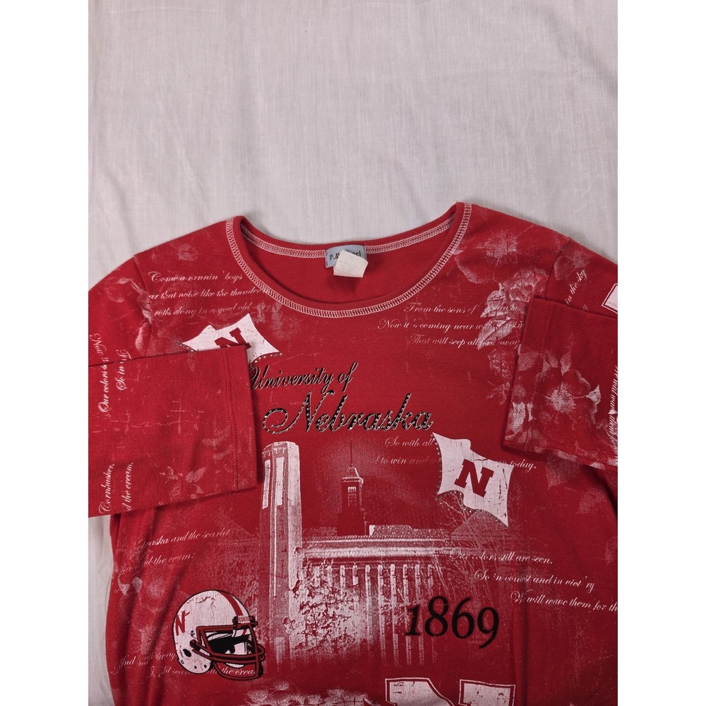 Nebraska Cornhuskers Shirt Womens Medium Red Graphic NCAA Football P Michael